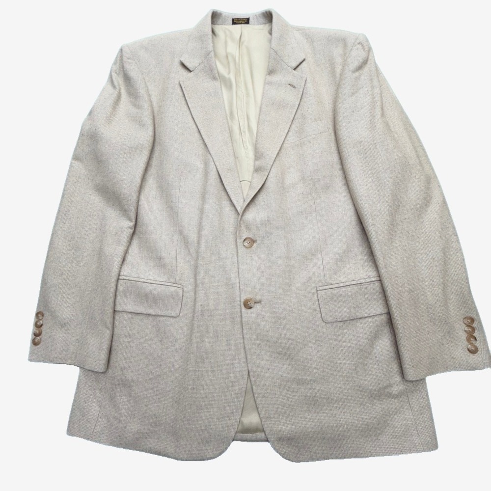 VTG Lord & Taylor Sport Coat Mens Sz 44L Cream/Gray 100% Raw Silk Tweed 2-Button
